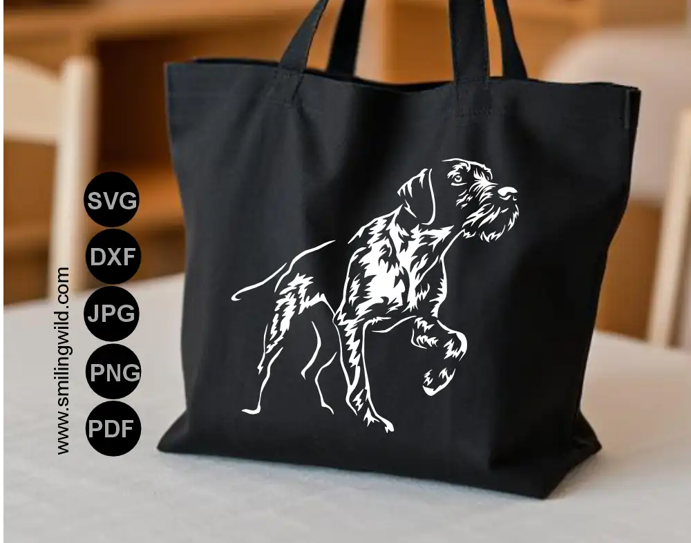 German wirehaired pointer svg and png white digital cut file drawing png for high-quality crafts
