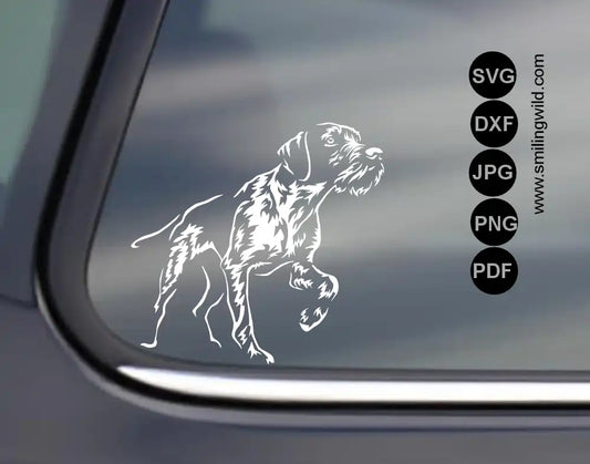 Detailed German Wirehaired Pointer white vector svg and dxf cut file clipart for laser engraving and vinyl cutting