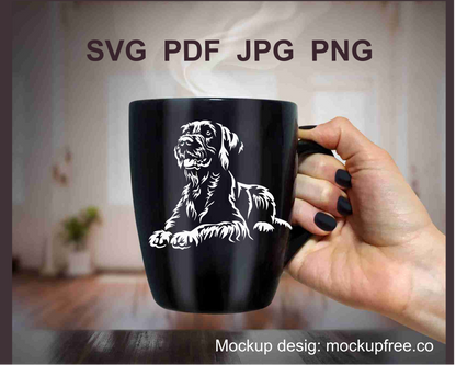 german wirehaired pointer cuttable illustration printed on a black mug