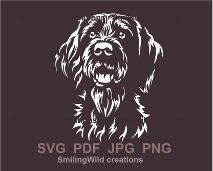 german wirehaired pointer cuttable image in white vector drawing