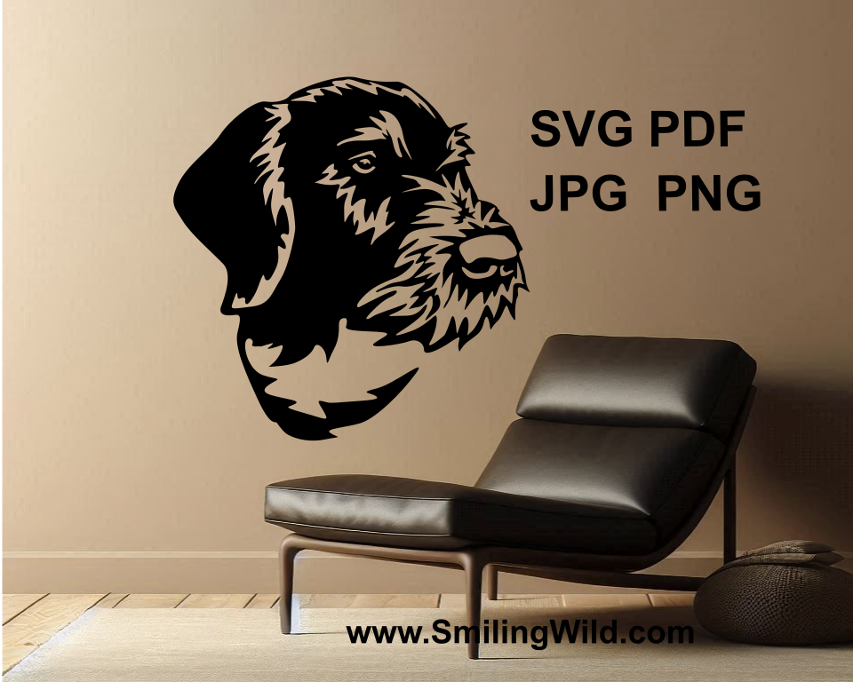 german wirehaired pointer wall art design of a graphic image