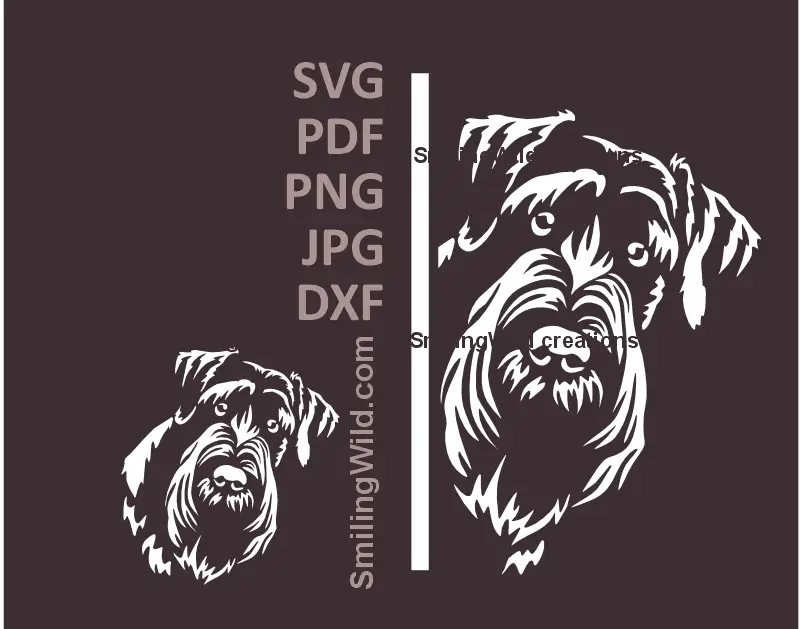 the main previewimage of a Giant Schnauzer  looking around the corner white SVG vector clipart in high contrast for dark backgrounds