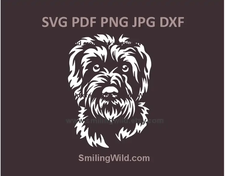 Cuttable black and white Glen of Imaal Terrier silhouette for DIY pet-themed decorations