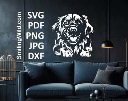 Digital download Golden Retriever SVG – professional canine clipart for making decals, personalized gifts, and home décor using laser engraving