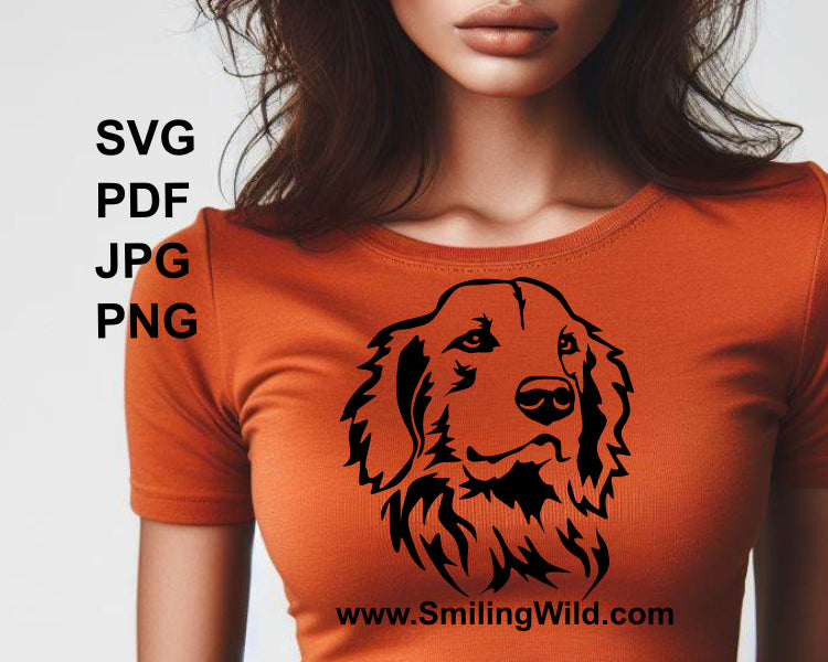 golden retriever svg digital design printed on t shirt as application