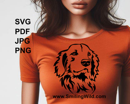 golden retriever svg digital design printed on t shirt as application