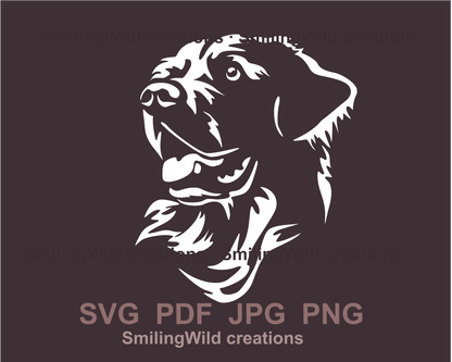 Golden retriever face with opend mouth in a white graphic clipart design art piece
