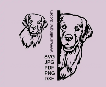 Golden Retriever looking around the corner SVG black vector graphic for laser cutting