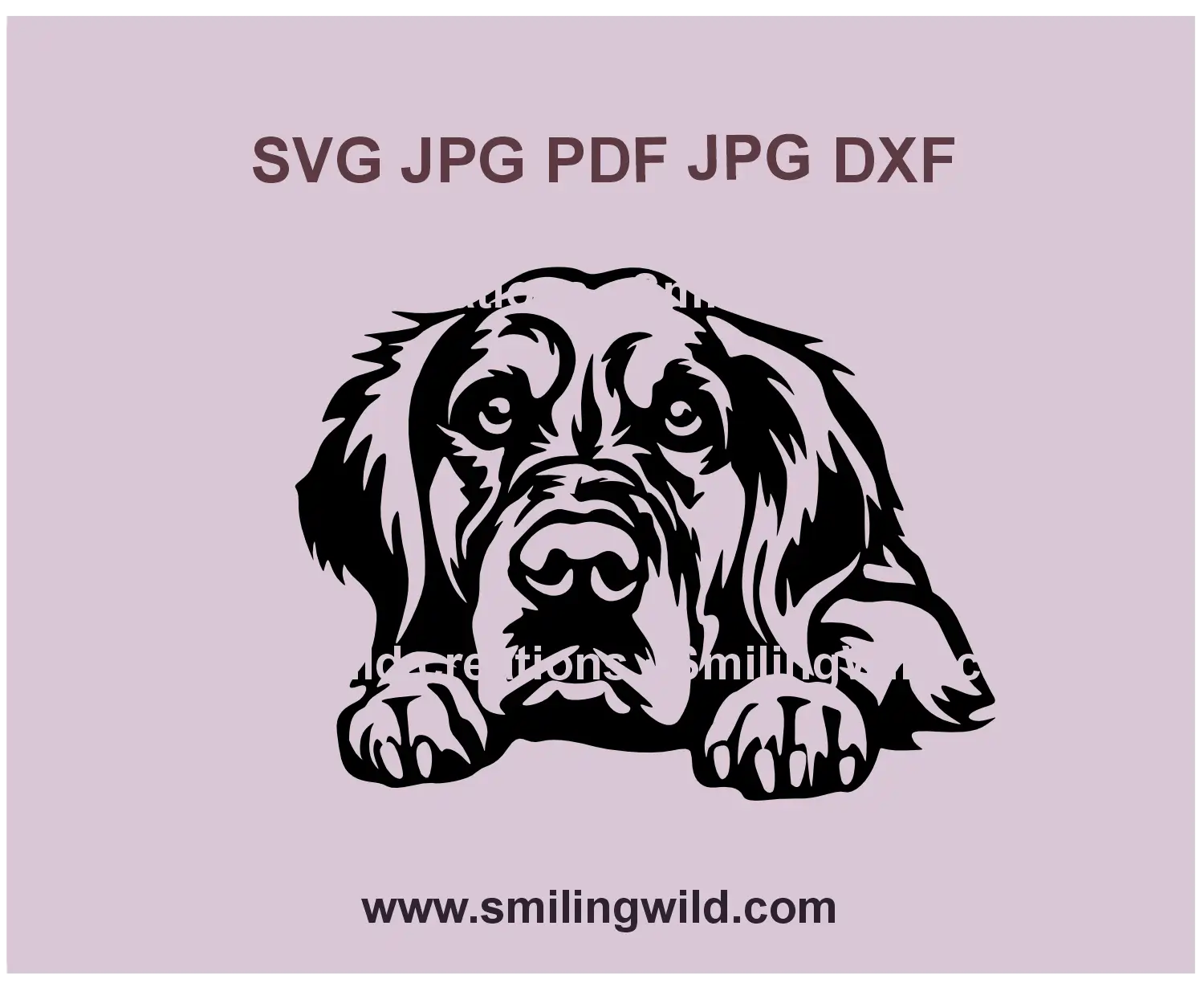 Golden Retriever dog black lying portrait SVG PNG DXF clipart – realistic vector graphic for Cricut, Laser Cutting, and engraving projects