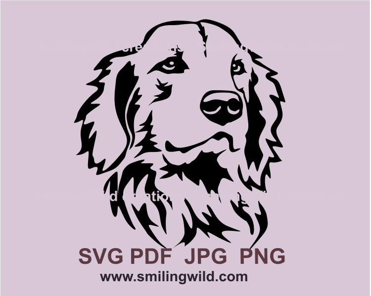 a smiling golden retriever head ade in graphic svg art with transparent background