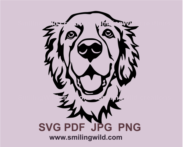 golden retriever face drawing in svg graphic art