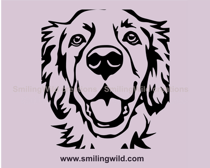 golden retriever vector cuttable art drawing in close up positon