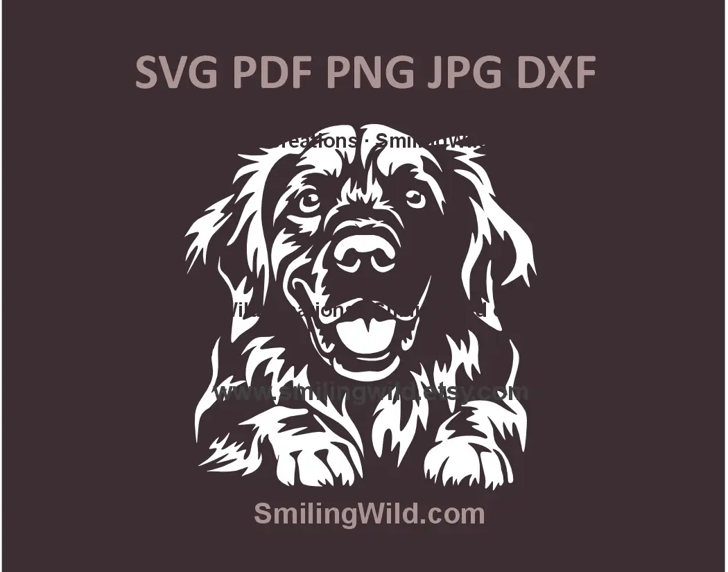 Cute white Golden Retriever dog SVG clipart – perfect for Cricut, Silhouette, and Glowforge engraving projects, featuring a detailed dog vector illustration