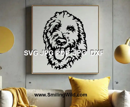 Groodle dog vector clipart for DIY crafts, including Cricut, laser cutting, and engraving projects with high-quality black design