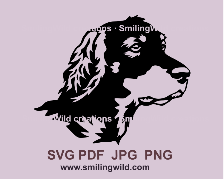 Gordon setter face svg darwing in graphic clip art style