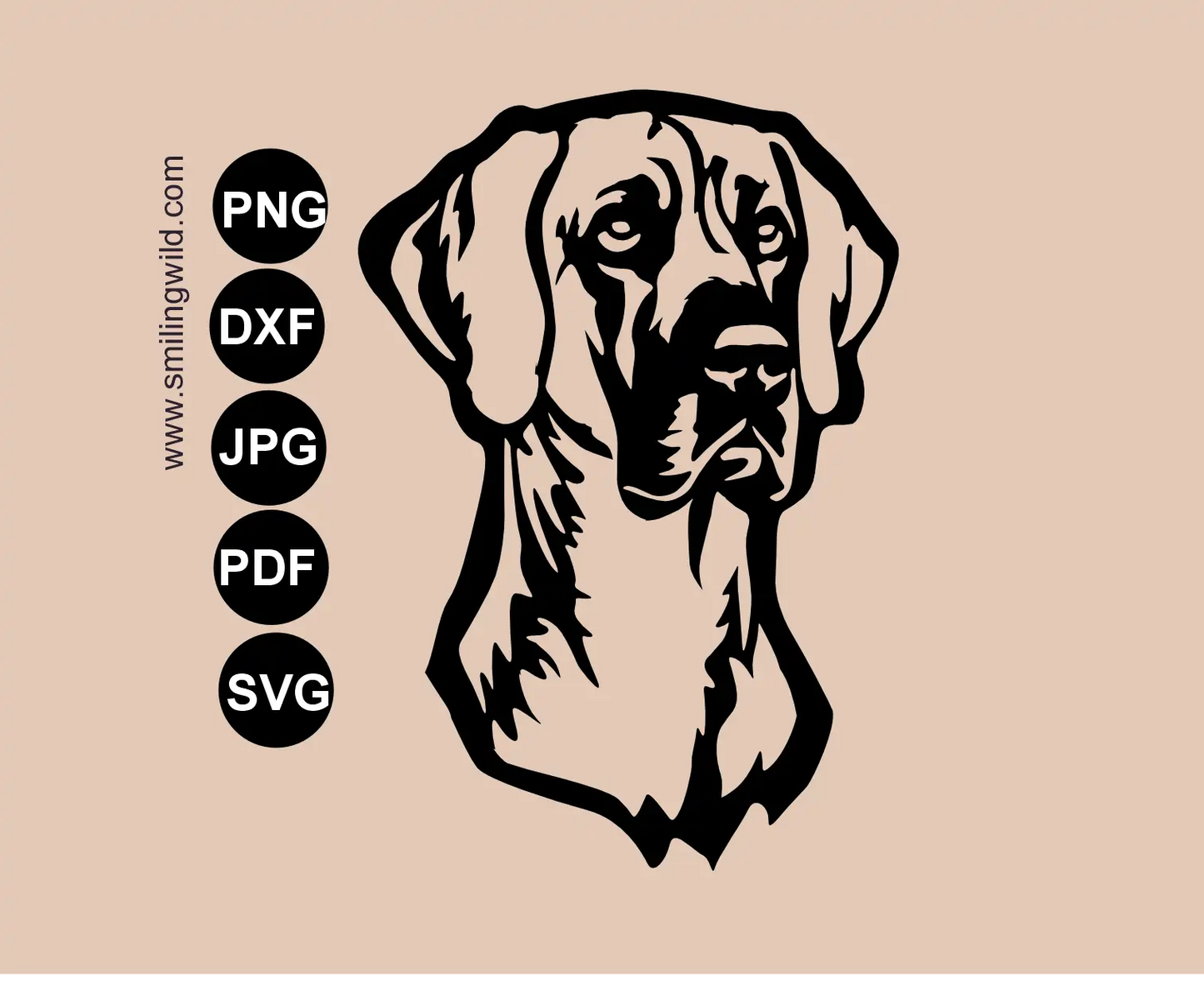 Great dane portrait in bold graphic lines to present this dog breeds SVG and png files for single piece laser and cnc cutting file