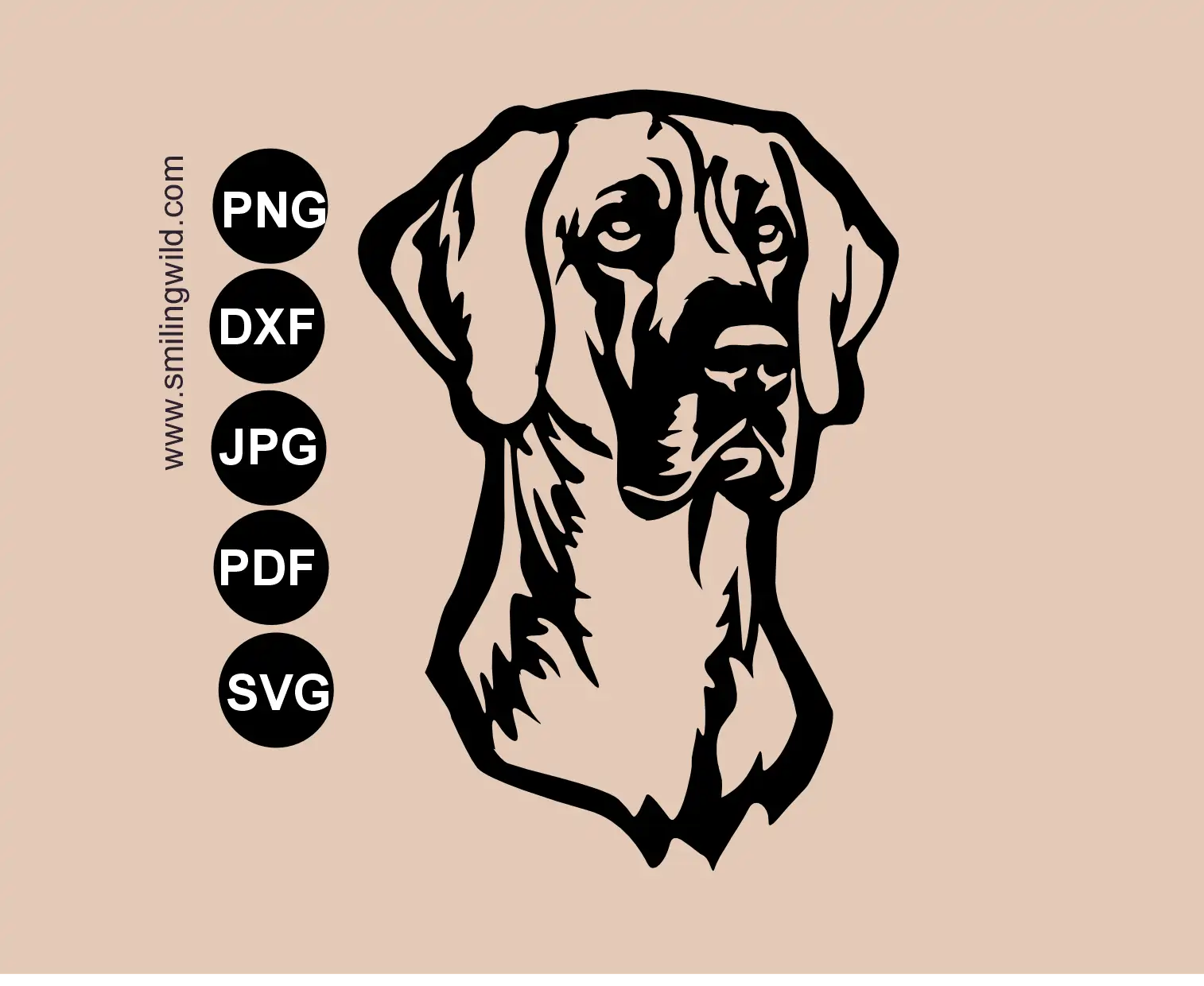 Great dane portrait in bold graphic lines to present this dog breeds SVG and png files for single piece laser and cnc cutting file