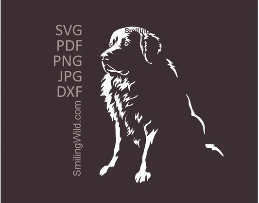 Great Pyrenees SVG, PNG and DXF vector clipart file. High-quality sitting dog white graphic design optimized for Cricut and cutting machines.