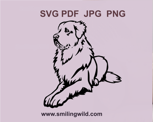 lying great pyrenees dog svg cuttable clip art project of a unique pet portrait