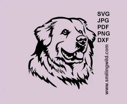 Great Pyrenees dog head portrait SVG, png, dxf clipart for laser cutting and engraving machines