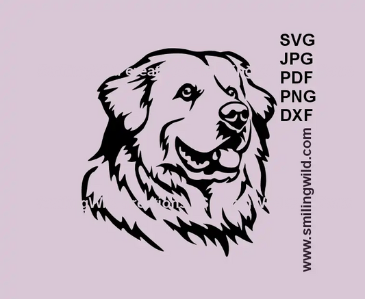Great Pyrenees dog head portrait SVG, png, dxf clipart for laser cutting and engraving machines