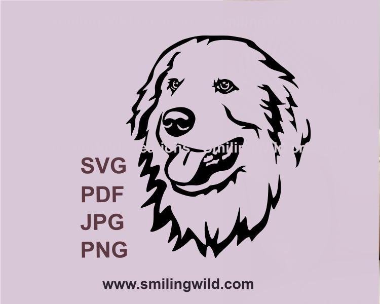 great pyrenees smiling face svg png pdf files