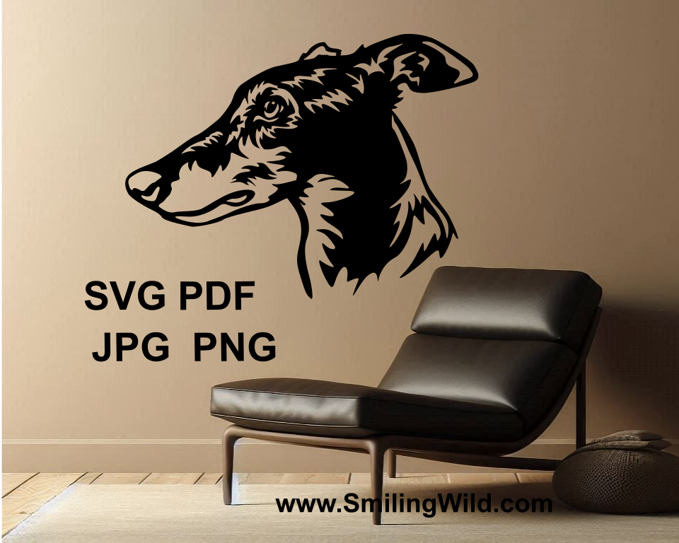 english greyhound digital application as wall art sticker