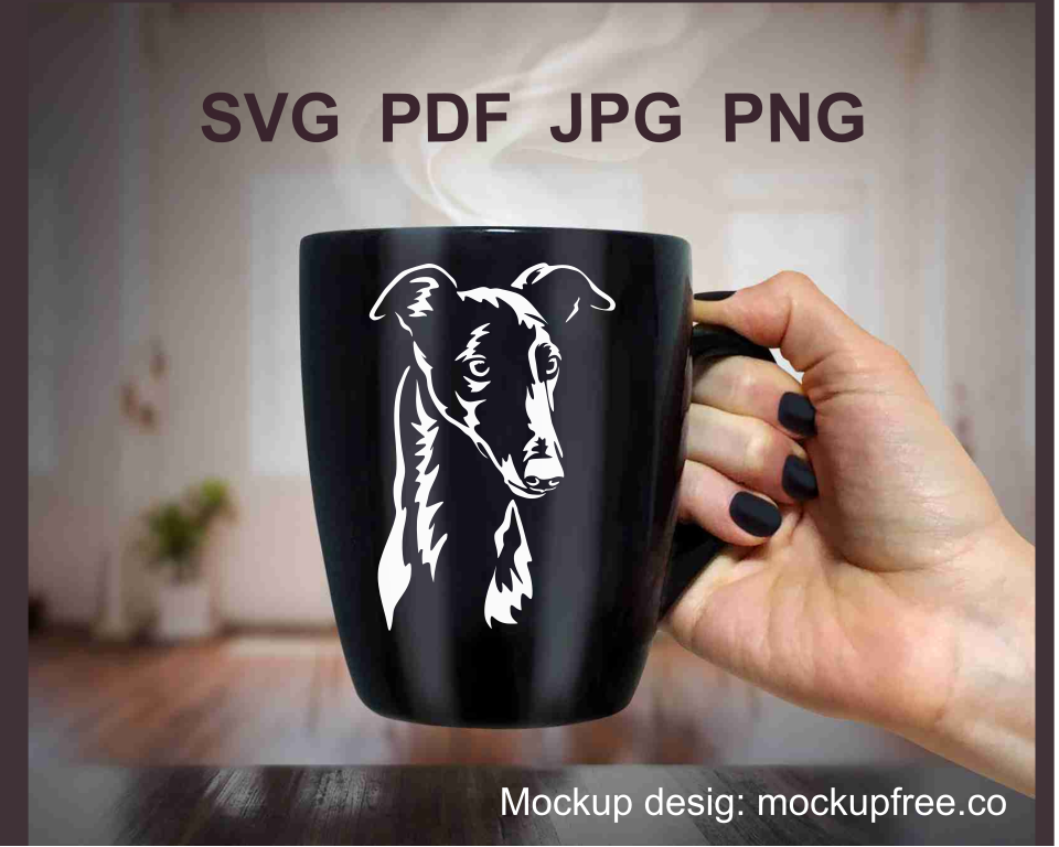 hunting dog is printed on a black tee cup