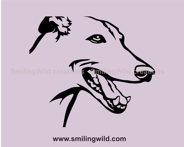 english greyhound vector clip art in close up frame