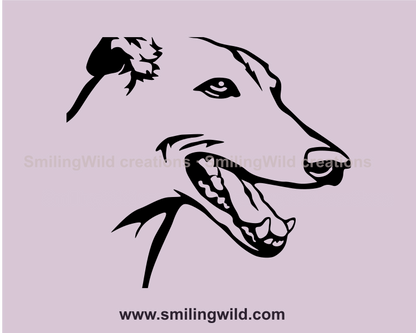 english greyhound vector clip art in close up frame