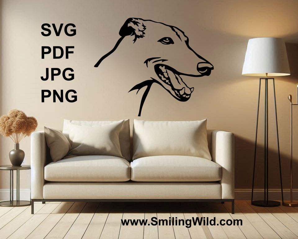 english greyhound wall decor with transparent background