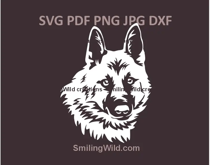 Hällefors Elkhound hunting dog clipart in SVG, PNG, and DXF formats for Cricut and laser cutting