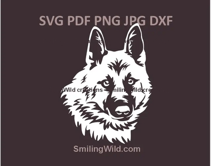 Hällefors Elkhound hunting dog clipart in SVG, PNG, and DXF formats for Cricut and laser cutting