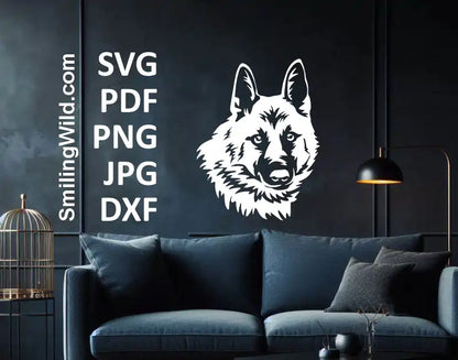 Detailed Hällefors Elkhound hunting dog vector clipart in SVG, PNG, and DXF formats for DIY projects