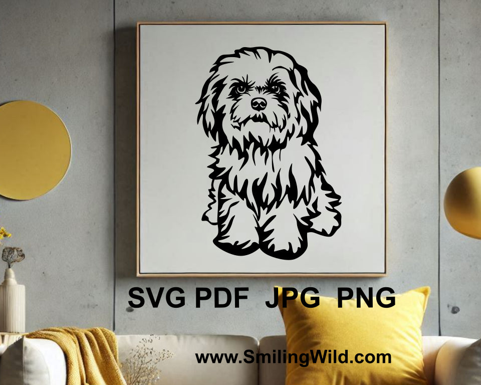 Havanese dog vector clip art for Cricut and Silhouette, ideal for unique pet portrait creations, personalized gifts, and versatile wall art décor projects