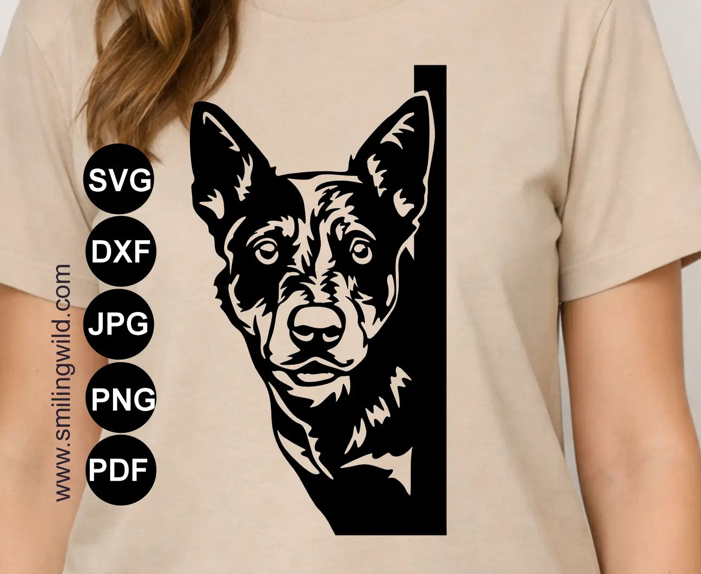 Australian Heeler dog svg corner clipart and single-piece cut file for vinyl decals.