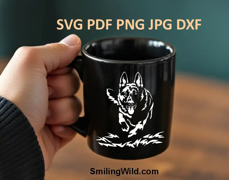 Detailed herding dog vector clipart for laser cutting and vinyl projects