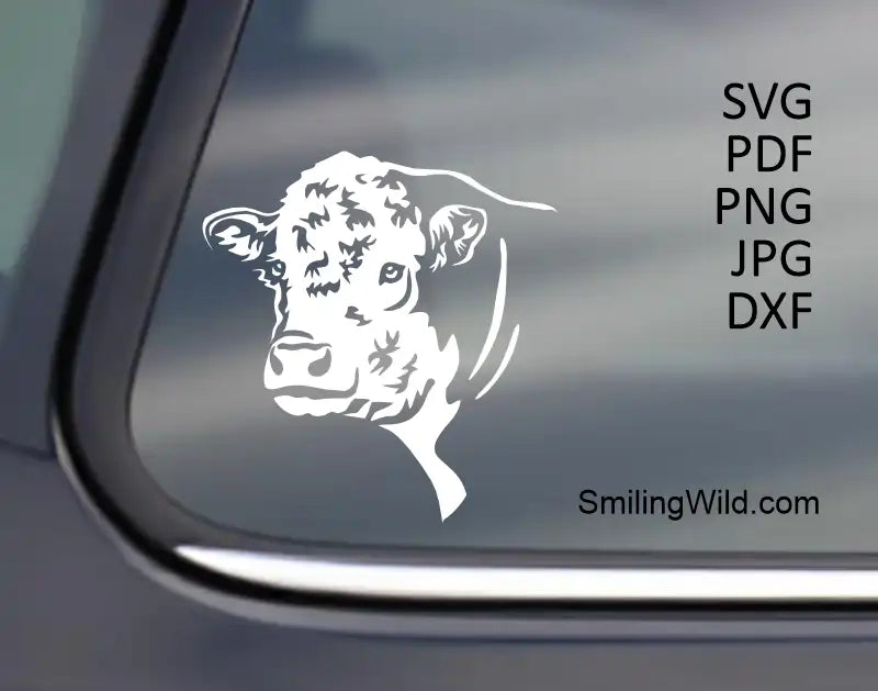 White Hereford bull vector art illustration on dark background shown as vinyl cutting sticker preview image