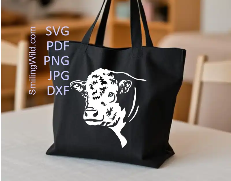 Hereford bull face white SVG AND DXF clipart design for using as cutting file on laser, ciruct or silhouette macines