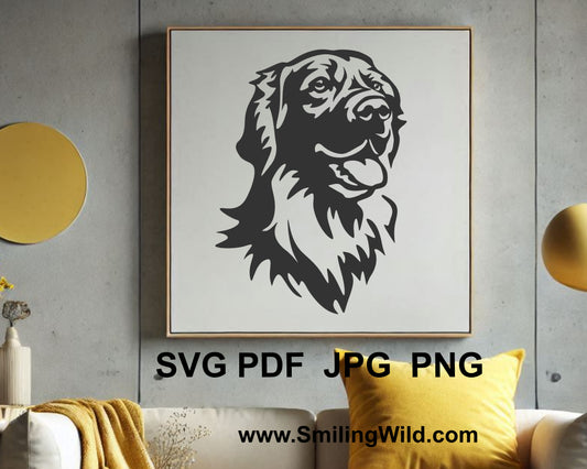 Hovawart smiling dog face SVG PNG portrait for Cricut crafts, laser cutting, and wall art projects