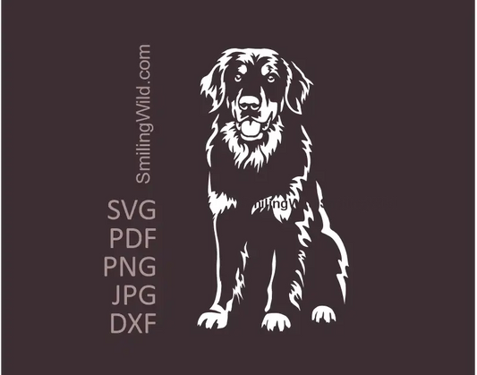 A sitting Hovawart Dog White Vector Clipart for dark surfaces. SVG, Png and DXF graphic files optimized for Cricut cutting and other popular devices.