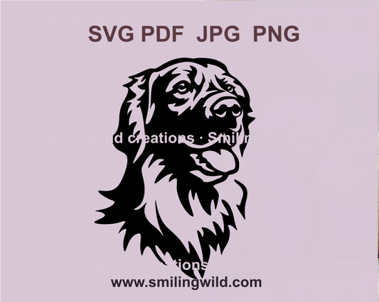 Detailed vector clipart of a smiling Hovawart dog head, perfect for crafting and pet-themed decorations