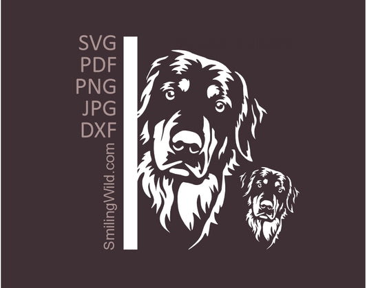 Hovawart Dog SVG White corner Peeking Face Vector File. High-contrast working dog graphic optimized for Cricut cutting