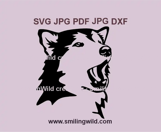 High-quality Howling Alaskan Malamute svg, png and dxf vector graphic for Cricut, laser cutting, and engraving