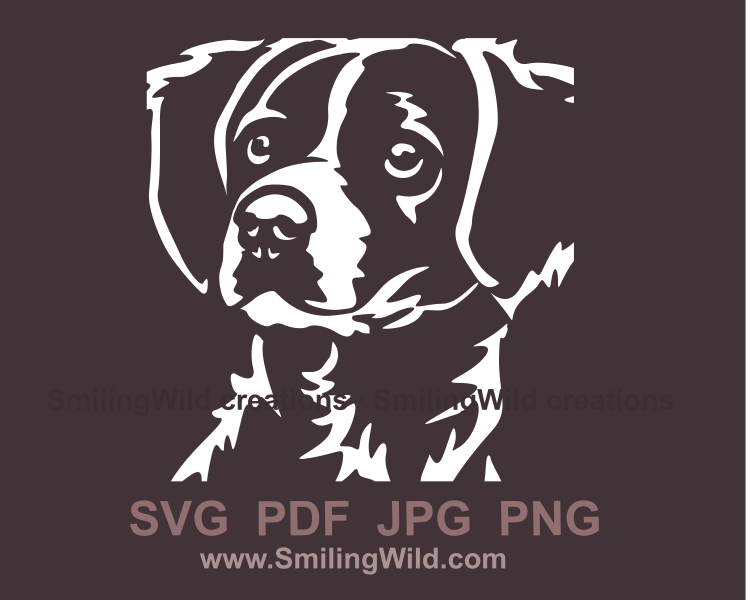 hunting dog cuttable vector portrait in white color