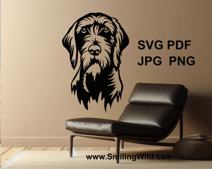 hunting dog png clip art portrait shown in a pudelpointer cuttable sticker art