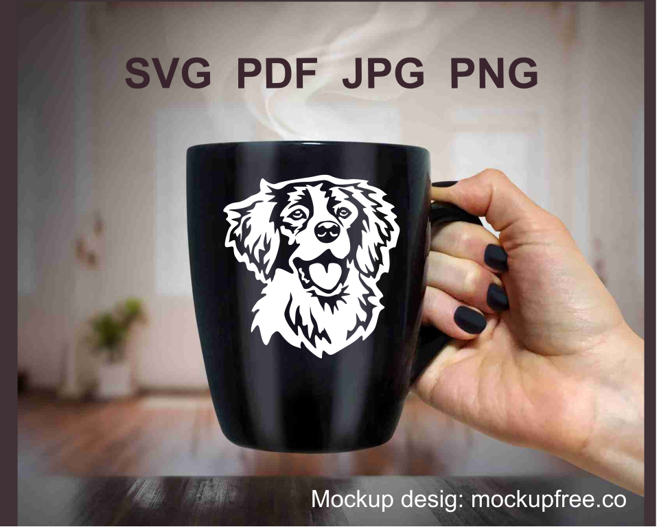 hunting dog svg clip art sample printed on a black mug