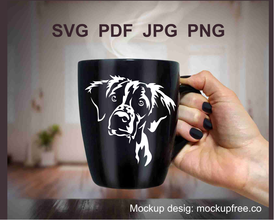 Brittany spaniel design printed on a black tea cup