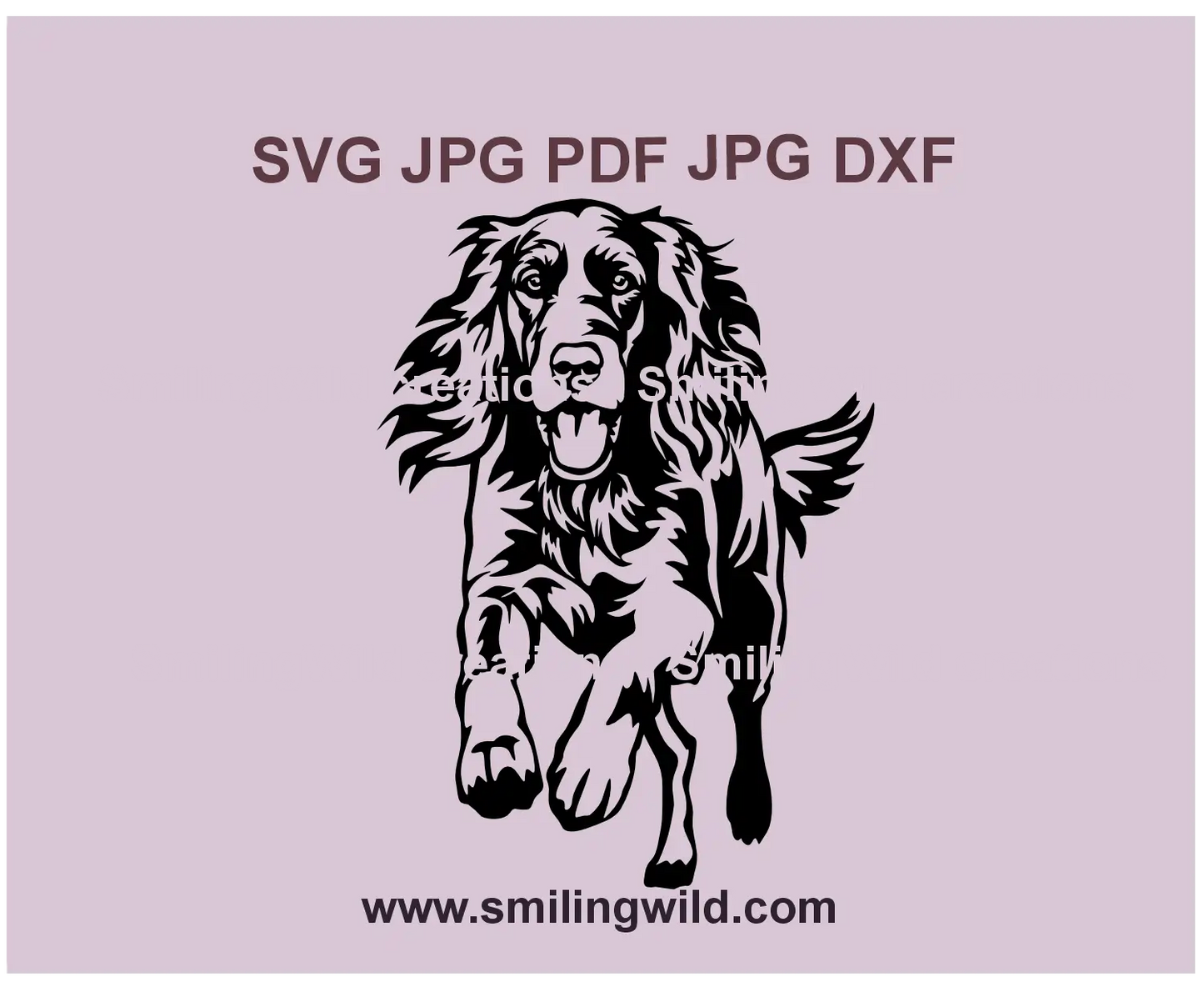 Hunting Irish Setter SVG & PNG, DXF vector clipart – black running dog illustration for Cricut and laser cutting projects