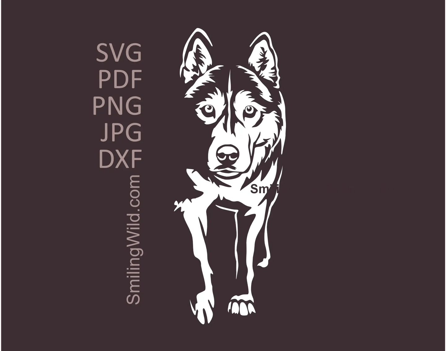 Walking Husky full-body SVG cut file white color design preview